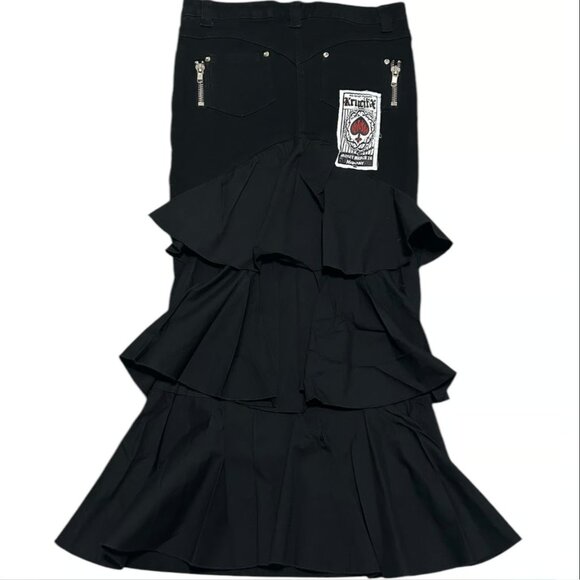 Lip Service Dresses & Skirts - Vintage Lip Service Ruffle Denim Maxi Patch Skirt Black Large